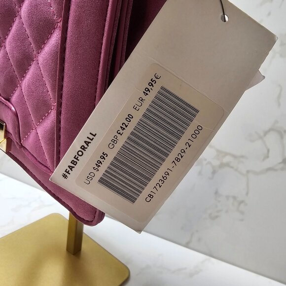 JustFab Plum Purple Quilted Crossbody Handbag NWT - Picture 5 of 9